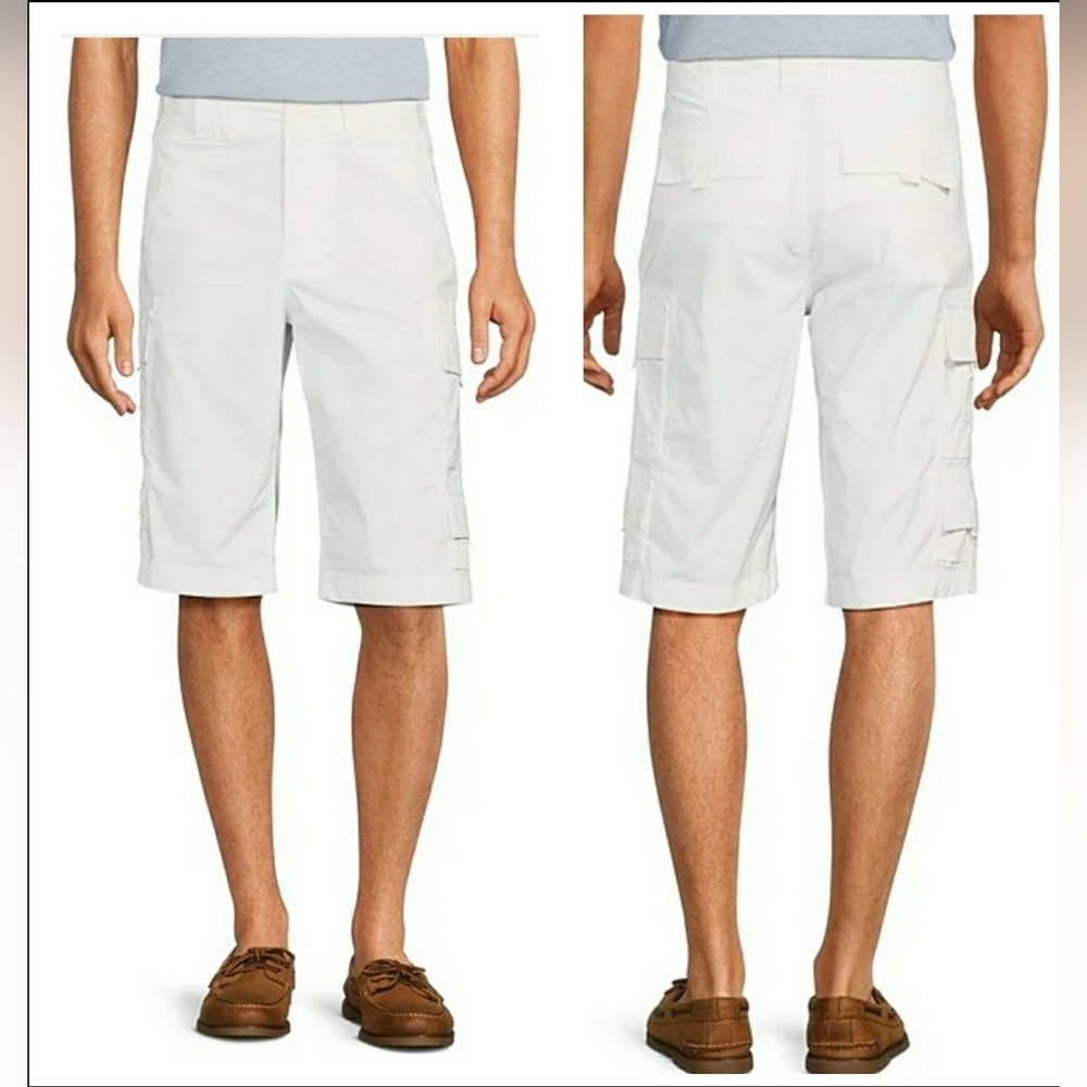 Cargo White Shorts Utility Big Men 46" Travel Vacation Resort Stretch New